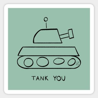 Tank You - Line Drawing - Simple Minimalistic Funny Pun Joke Magnet